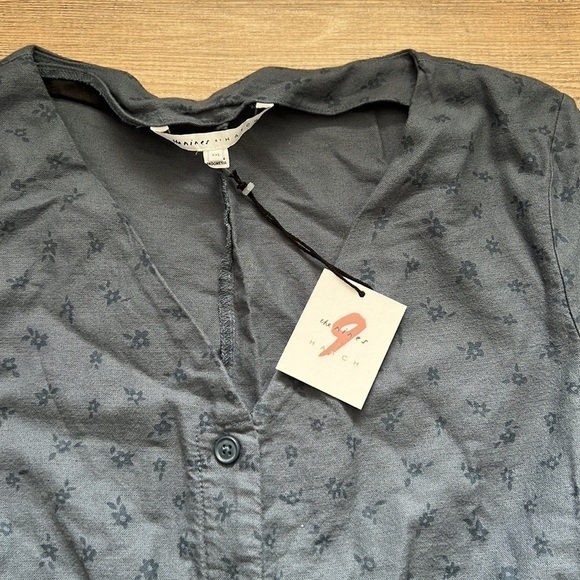 The Nines by HATCH 3/4 Sleeve Button-Front Maternity Jumpsuit Indigo Floral XXL - Picture 5 of 8